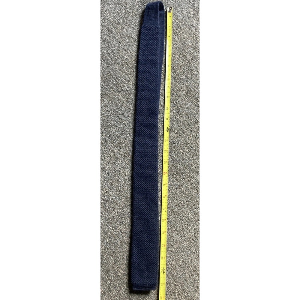 VINTAGE MEN'S  NAROW NECK TIE SQUARE TIP WOVEN Navy Blue